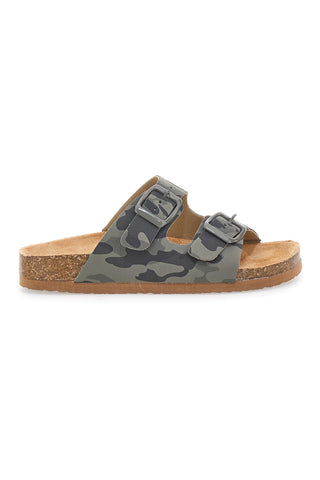 Pitt Kids 41701 Hausschuhe mit Doppelschnalle, Camouflage, Grün