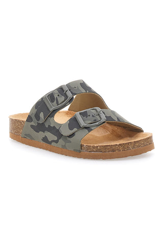 Pitt Kids 41701 Hausschuhe mit Doppelschnalle, Camouflage, Grün