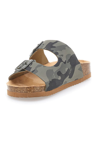 Pitt Kids 41701 Hausschuhe mit Doppelschnalle, Camouflage, Grün