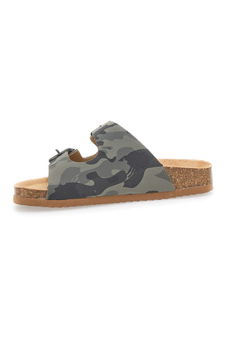 Pitt Kids 41701 Hausschuhe mit Doppelschnalle, Camouflage, Grün