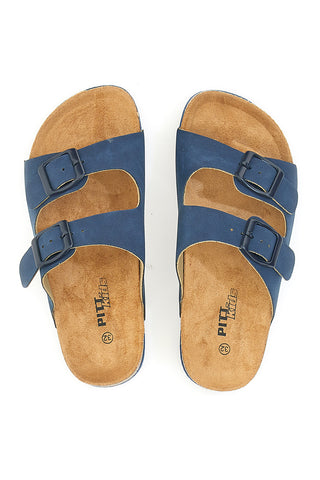 Pitt Kids 41701 Hausschuhe mit Doppelschnalle, Blau