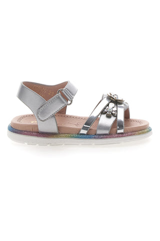 Sandali argento con fiori gioiello Pitt Kids 39G2517S