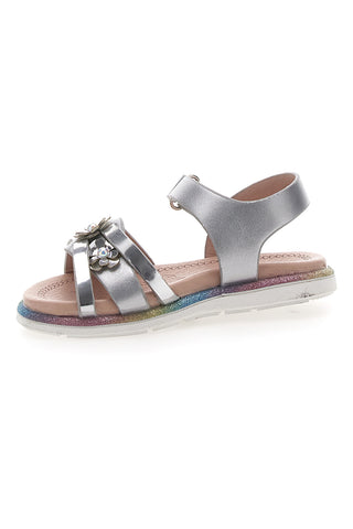Silberne Sandalen mit Schmuckblumen Pitt Kids 39G2517S