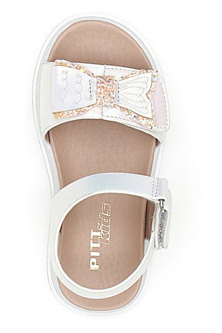 Sandali bianchi con fiocco glitter Pitt Kids 39G2521S