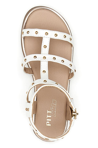 Sandali bianchi con dettagli oro Pitt Kids 39G2537S