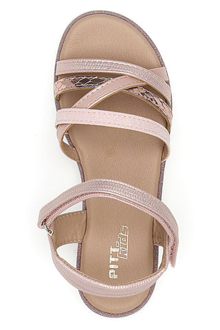 Sandali rosa metallizzato con fascette incrociate Pitt Kids 39G2546S
