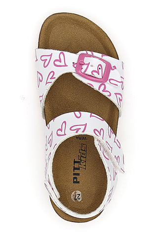 Weiße Sandalen mit rosa Herzen PITT KIDS 45289GLO