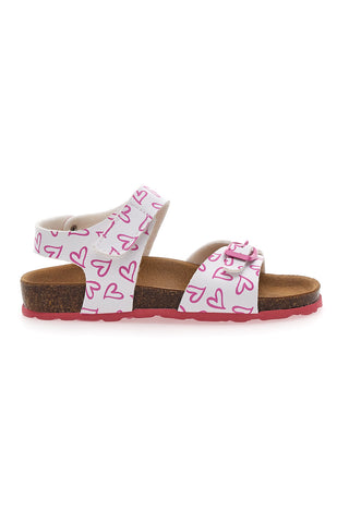 Weiße Sandalen mit rosa Herzen und verstellbaren Schnallen PITT KIDS 45289GLO