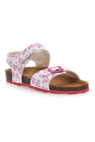 Sandali bianchi con cuori rosa e fibbie regolabili PITT KIDS 45289GLO