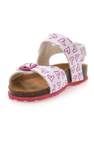 Weiße Sandalen mit rosa Herzen und verstellbaren Schnallen PITT KIDS 45289GLO
