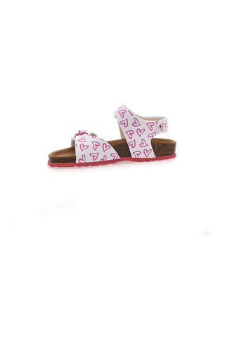 Sandali bianchi con cuori rosa e fibbie regolabili PITT KIDS 45289GLO