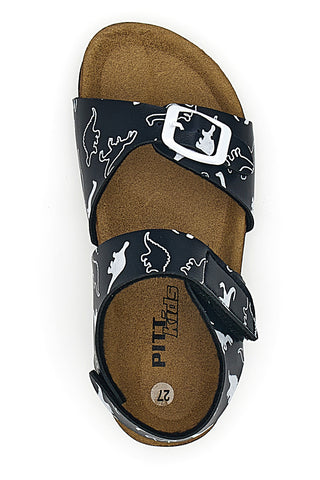 Marineblaue Sandalen mit weißen Motiven Made in Italy PITT KIDS 45289GDN