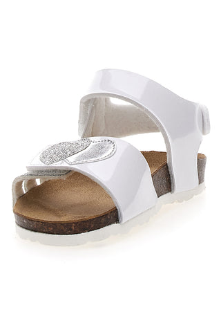 Sandali Bianchi con Cuori Argento e Velcro PITT KIDS 45260TWV