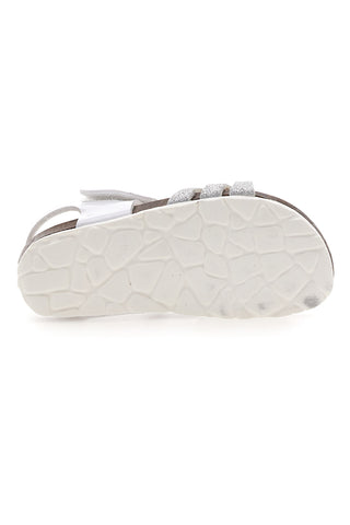 Weiße Sandalen mit silbernen Herzen und Klettverschluss PITT KIDS 45260TWV
