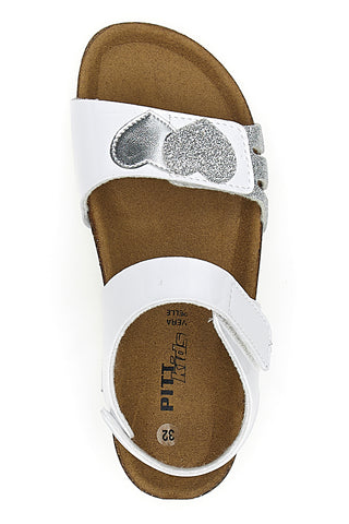 Sandali bianchi con glitter e chiusura a strappo Pitt Kids 45260TWV
