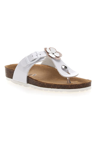 PITT KIDS 45261GVW Weiße Flip-Flops mit Blumenapplikationen