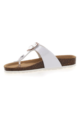 PITT KIDS 45261GVW Weiße Flip-Flops mit Blumenapplikationen