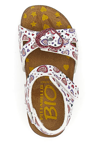 Weiße Sandalen mit Herz-Print Pittarello Bio 257A745SR