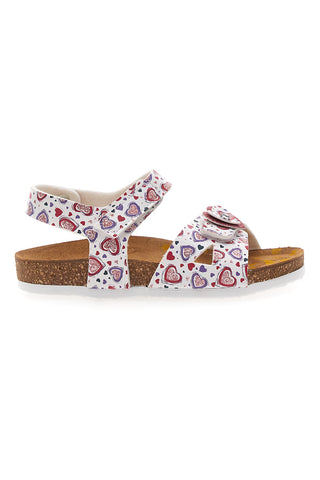 Sandali bianchi a fantasia rosa con plantare preformato Pittarello Bio 257A745SR
