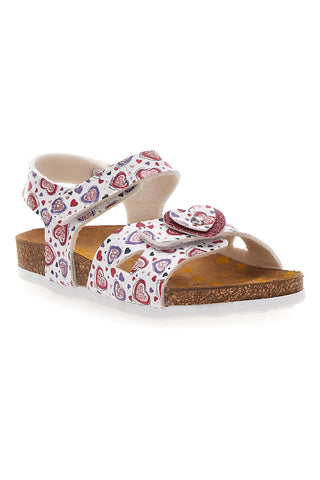Sandali bianchi a fantasia rosa con plantare preformato Pittarello Bio 257A745SR