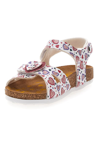 Weiße Sandalen mit rosa Muster und vorgeformter Innensohle Pittarello Bio 257A745SR