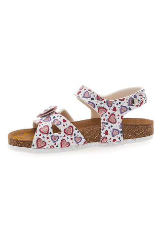 Sandali bianchi a fantasia rosa con plantare preformato Pittarello Bio 257A745SR