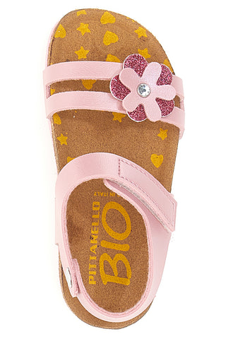 Rosa Sandalen mit dekorativer Blume und Komfort-Innensohle PITTARELLO BIO 257A005SR