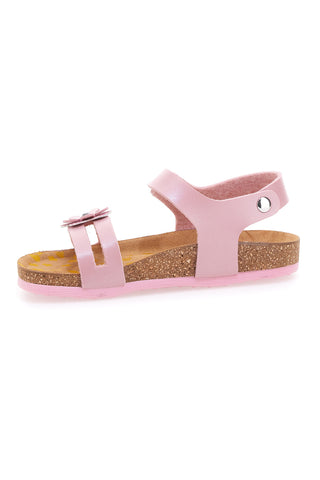 Sandali rosa con fiore glitter e plantare preformato Pittarello Bio 257A005SR