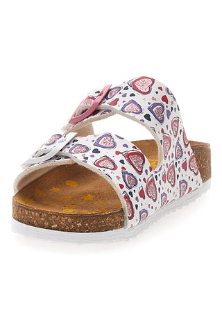 Weiße gemusterte Hausschuhe mit Doppelband und vorgeformter Innensohle Pittarello Bio 257A312SR