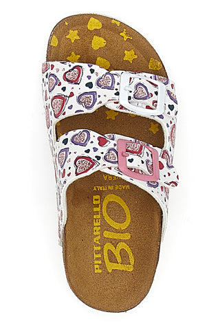 Ciabatte bianche fantasia con doppia fascia e plantare preformato Pittarello Bio 257A312SR