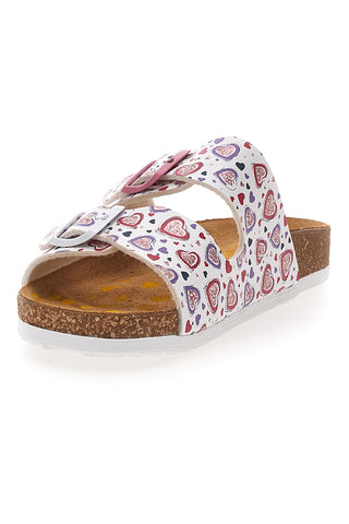 Weiße Hausschuhe mit Herzdruck und Doppelschnalle PITTARELLO BIO 257A312SR