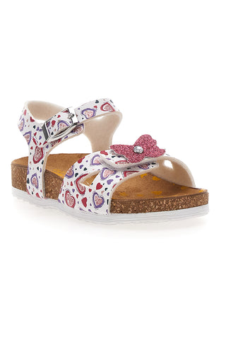 Sandali bianchi con cuori e fiore glitterato PITTARELLO BIO 257A740SR
