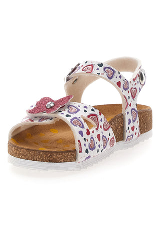 Sandali bianchi con cuori e fiore glitterato PITTARELLO BIO 257A740SR