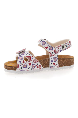 Sandali bianchi con cuori e fiore glitterato PITTARELLO BIO 257A740SR