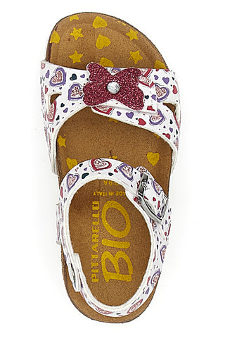Sandali bianchi con cuori e fiore glitterato PITTARELLO BIO 257A740SR