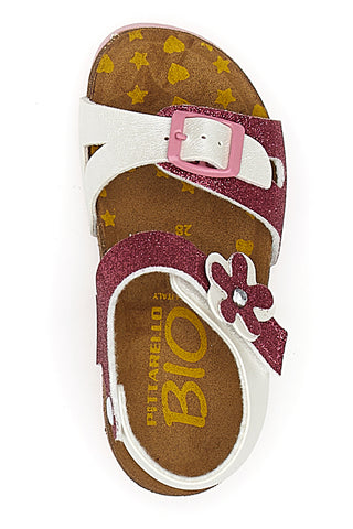 Sandali bianchi e rosa con brillantini Pittarello Bio 257A084SR