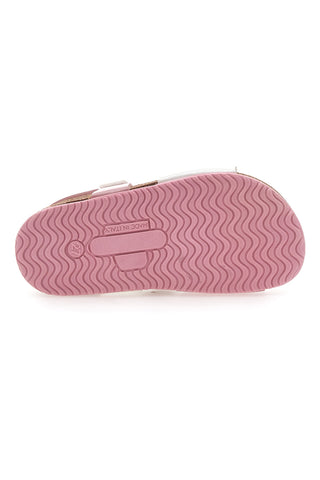 Sandali rosa e bianchi con fiocco glitter e plantare preformato Pittarello Bio 257A157SR