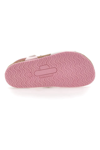 Sandali rosa e bianchi con fiocco glitter e plantare preformato Pittarello Bio 257A157SR
