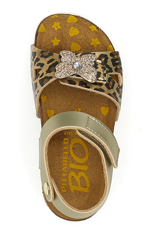 Sandali oro con fiore glitter Pittarello Bio 257A745SR