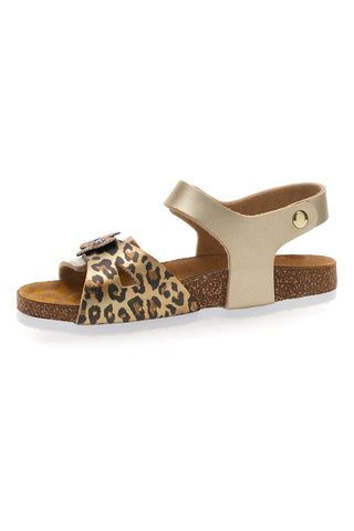Platin-Sandalen mit Tiermuster und vorgeformter Innensohle Pittarello Bio 257A745SR