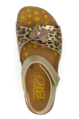Platin-Sandalen mit Tiermuster und vorgeformter Innensohle Pittarello Bio 257A745SR