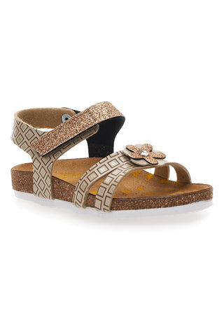 Sandali sabbia con doppia fascia glitter Pittarello Bio 257A712SR