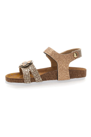 Sandali sabbia con doppia fascia glitter Pittarello Bio 257A712SR