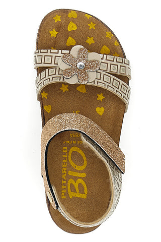 Sandali sabbia con doppia fascia glitter Pittarello Bio 257A712SR