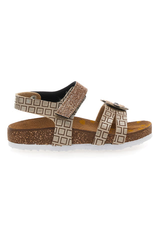 Pittarello Bio 257A712SR Platin-Sandalen mit geometrischem Print