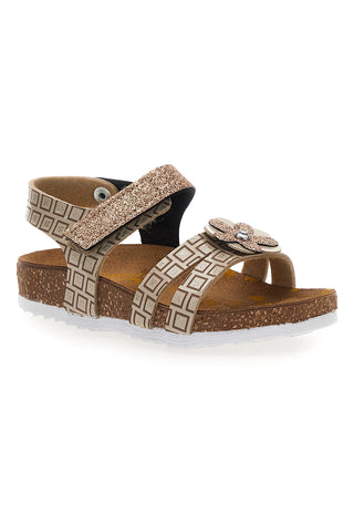 Pittarello Bio 257A712SR Platin-Sandalen mit geometrischem Print