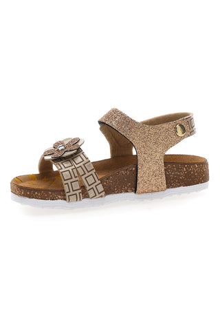 Pittarello Bio 257A712SR Platin-Sandalen mit geometrischem Print