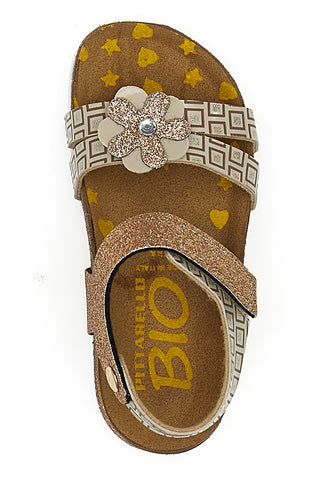 Pittarello Bio 257A712SR Platin-Sandalen mit geometrischem Print