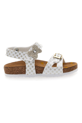 Weiße Sandalen mit Blumen- und Tupfenmuster Pittarello Bio 257A084SR
