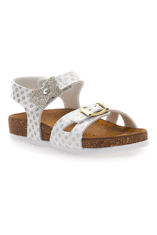 Sandali bianchi con fiore e stampa pois Pittarello Bio 257A084SR